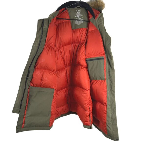 L.L. Bean Maine Mountain Parka Down Coat Womens 3X Green Faux Fur Tek CJ-2207 - Picture 3 of 11